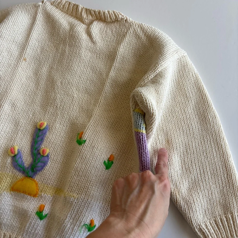 BN1 Cottagecore Handmade Colorful Animal Embroidered Cardigan‎ Girls